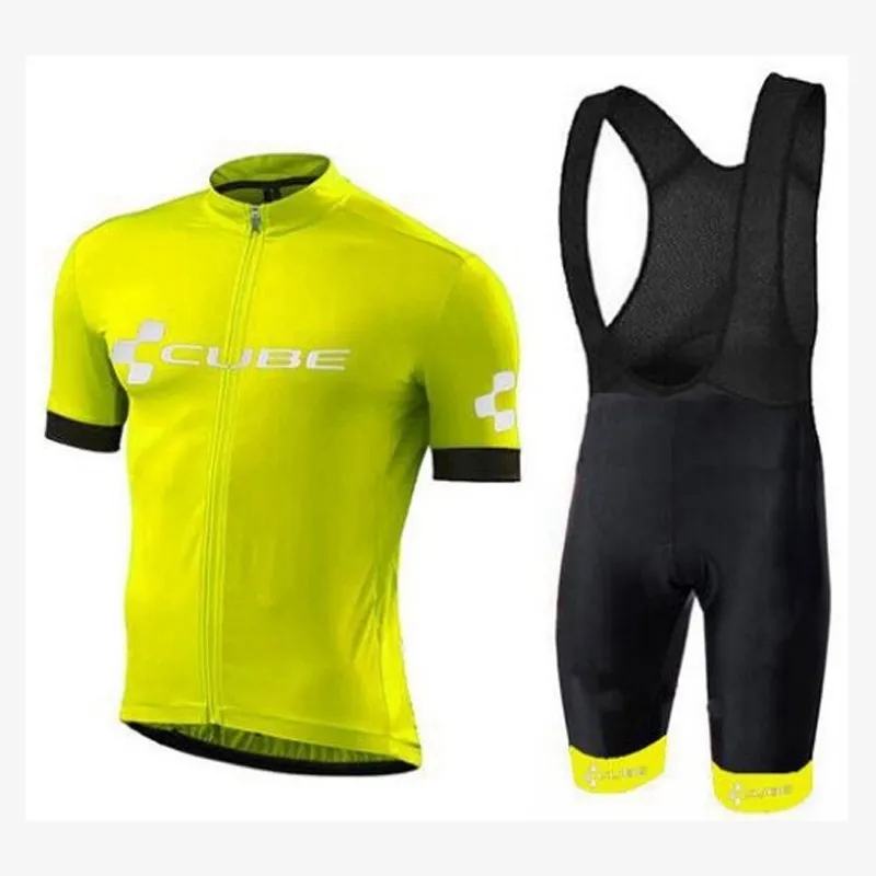 Herr CUBE team cykeltröja kostym kortärmad cykelskjorta haklappshorts set sommar snabbtorkande cykel Outfits Sportuniform Y21031806