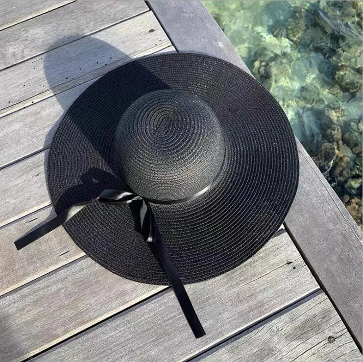 夏のワイドブリムストローハット女性のための大きな太陽の帽子uv保護パナマフロッピービーチハットレディースボウハット日焼け止め折りたたみ式サン276r