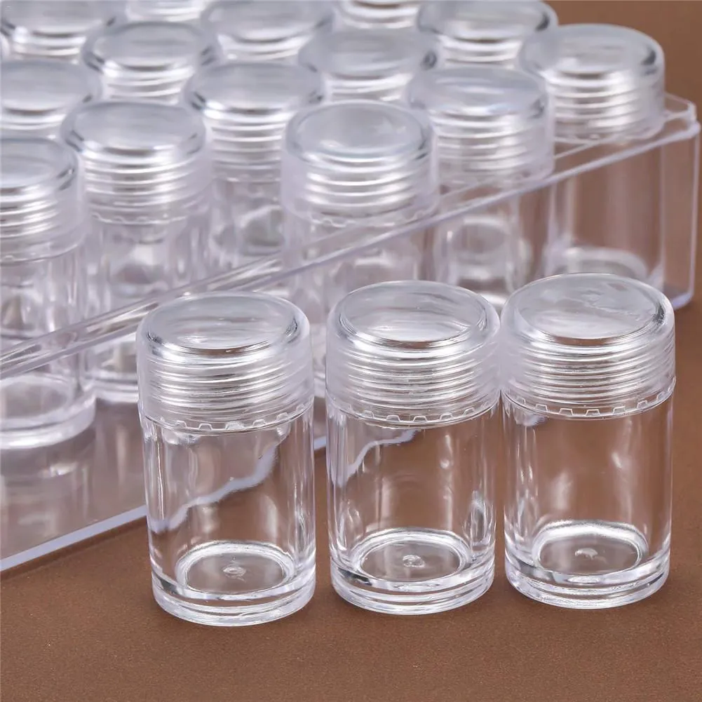 Przezroczyste plastikowe kontenery do przechowywania koralików Zestaw Diamentowe Malowanie akcesoriów Przezroczyste butelki z pokrywką do DIY Diamond Nail T200104238N