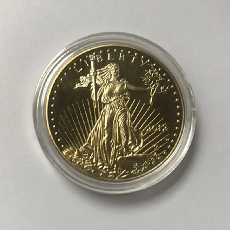 Manyetik Olmayan Dom Eagle 2012 Altın Kaplama 326 mm Hatıra Amerikan Heykeli Özgürlük Damlası Kabul Edilebilir CO7658311