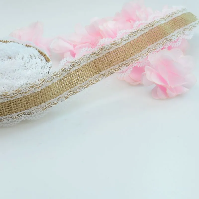 Spitzenband Geschenkbox Dekoration Schleife Jute Sackleinen Rustikal Vintage Leinen Rolle Basteln DIY Zubehör Hochzeit Partyzubehör Frohe Weihnachten