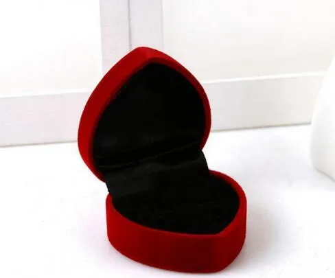 Boîte à bijoux en forme de coeur en velours, boîte à bagues, boîte en plastique floquée pliable pour bague de fiançailles, cadeau de saint-valentin 234C