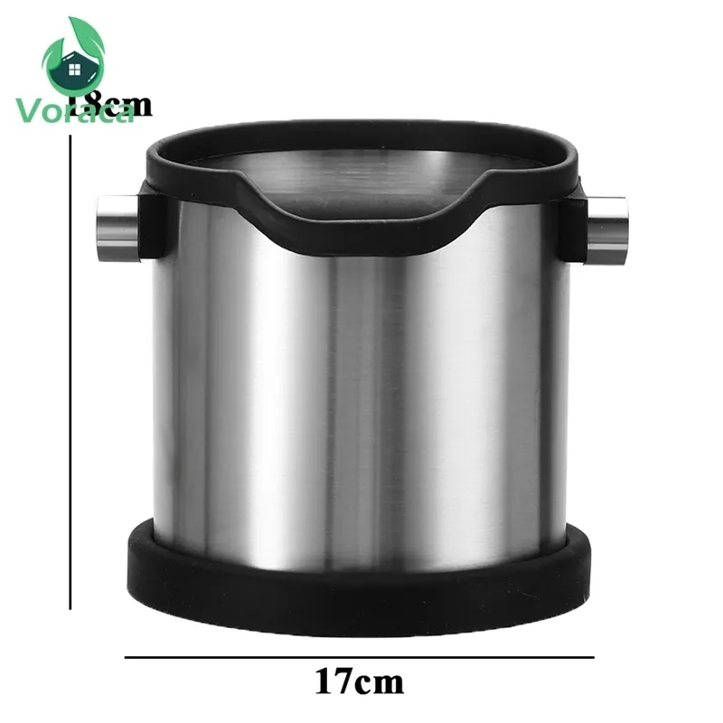 Stainless Steel Coffee Knock Box 1800ml Espresso Grind Container Anti Slip Coffee Grind Dump Bin Waste Bin with Detachable Knock T257t