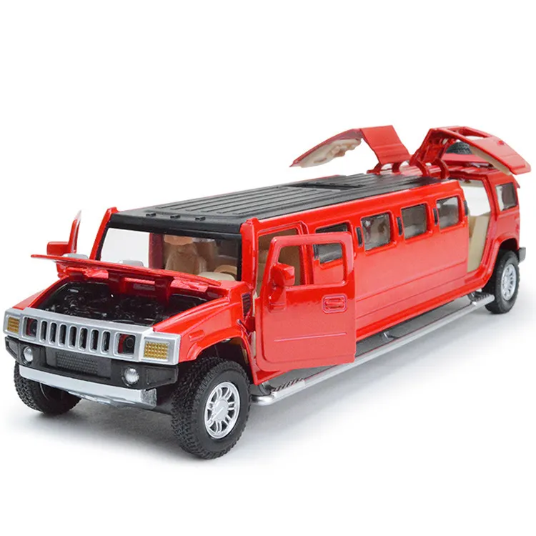 High Simulation 132 Alloy Hummer Limousine Metal Diecast Car Model Dra tillbaka blinkande musikaliska barn Toy Vehicles Y2003182067120