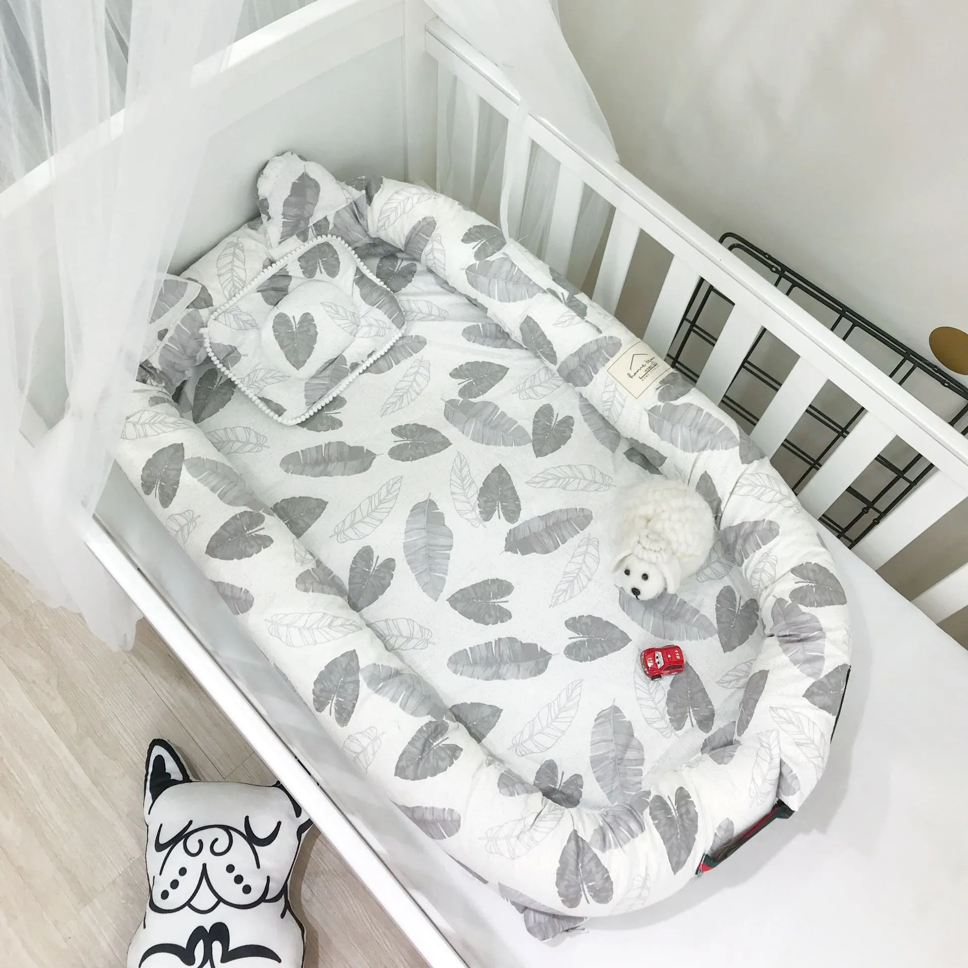Baaobaab Erdc милый ушной хлопковой кровать для малыша гнездо переносной детскую кроватку для новорожденных для колыбель