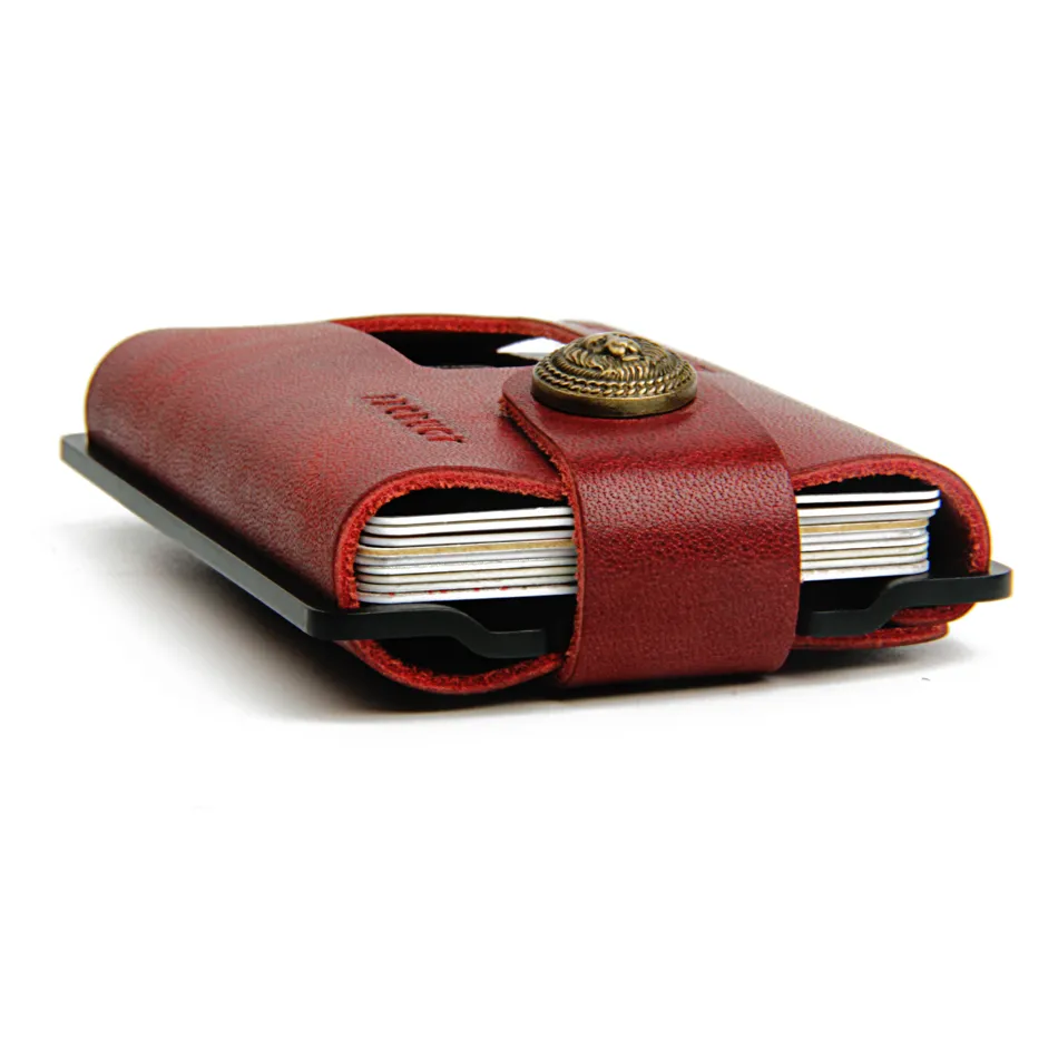 Portefeuille mince nouveau portefeuille de carte de crédit hommes en cuir métal minimaliste EDC voyage portefeuille de poche avant pour billets et cartes par Zeeker2452