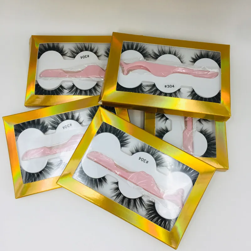 The Newest False Eyelash 3d Mink Lashes Thick Faux Real Eyelashes With Tweezers In Box 6 Styles Wholesale Pestanas Con Pinzas