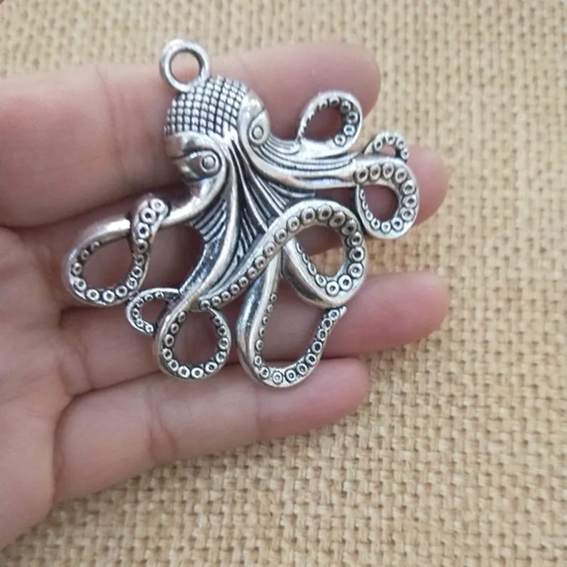 Mode Antique argent Deluxe Octopus Charm Collection Collier pendentif 18mmx33mm pour Bracelets Boucle D'oreille DIY Charm lot233K