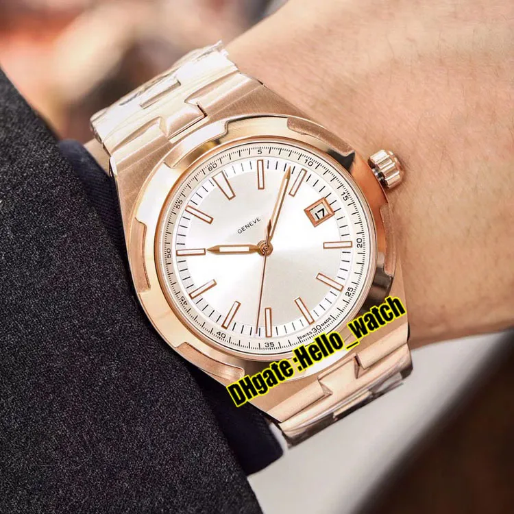 New Overseas 4500V 000R-B127 White Dial A2813 Automatic Mens Watch 41mm Rose Gold Steel Bracelet High Quality Watches Hell270i