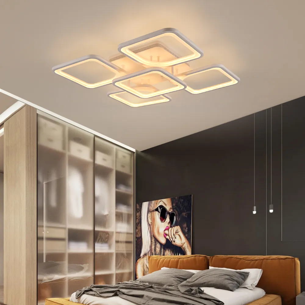 Plafonnier LED carré créatif personnalisé éclairage domestique atmosphérique simple et moderne adapté au salon chambre à coucher étude ceili204N