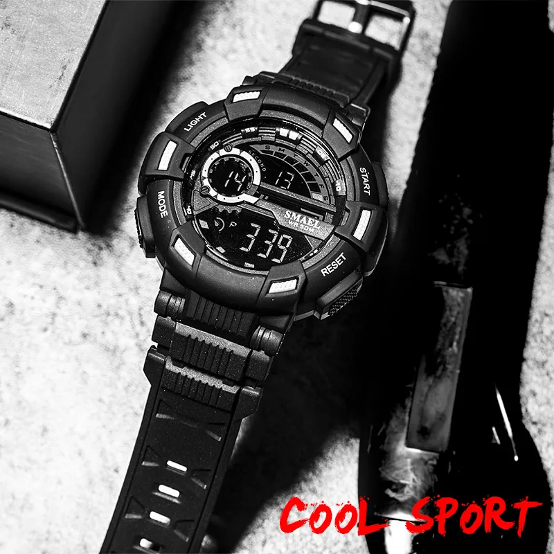 SMAEL Sport Watches Camouflage Watch Band SMAEL Men Watch 50m Waterproof Top S Shock Watch Men LED 1366237d