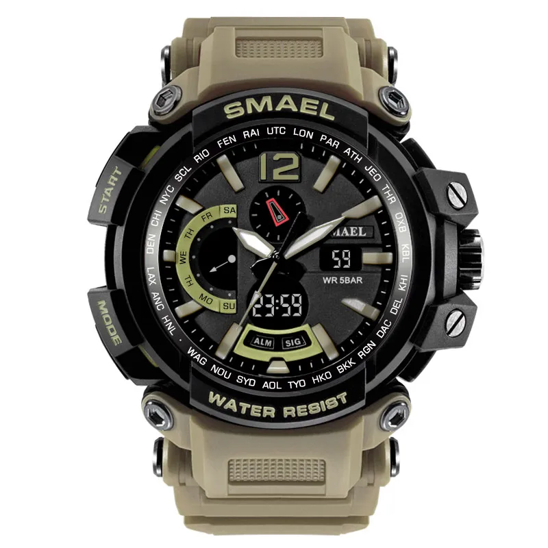 Smael Brand Men Watches Clock Men Meriart Army Sport LEDデジタル腕時計アラーム日付1702 Relogio Maspulino eSportivo Militar N174L