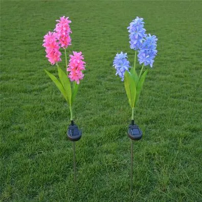 outdoor decorative 3led solar lamp hyacinth flower for lawn patio driveway path Landscape Lighting Waterproof A012214