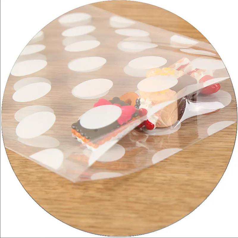 Plastic Gold White Polka Dot Transparent Cellophane Candy Cookie Gift Bag with DIY Wedding Birthday Party Supplies341y