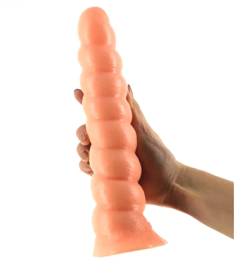 Consolador grande anal consolador juguetes sexuales para mujeres espiral largo anal plug cuentas tope tapón productos eróticos consolador negro masturbarse juguete T200417