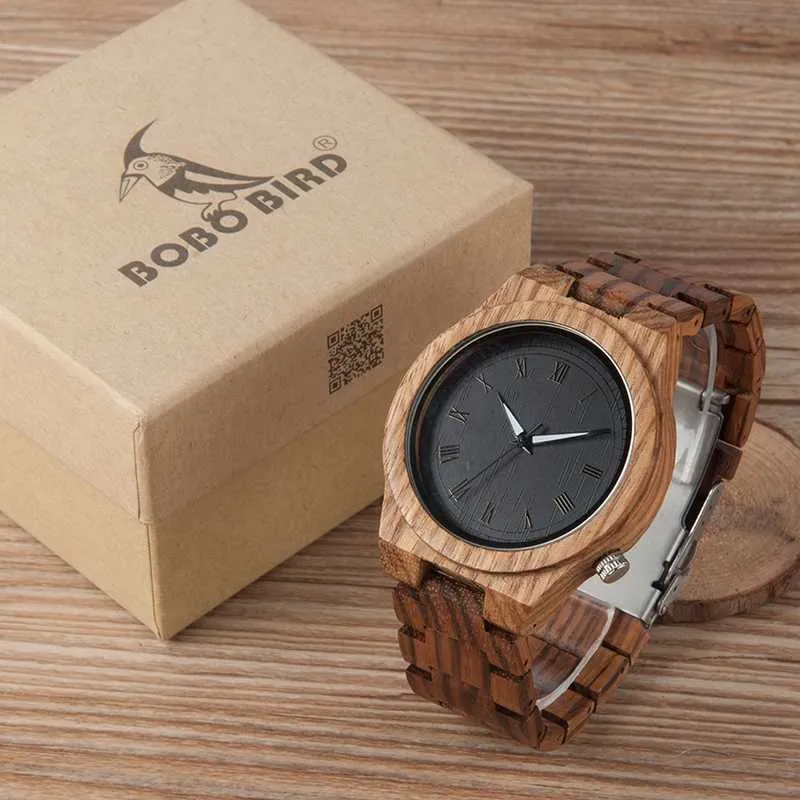 BOBOBIRD montres en bois montres en bois calendrier naturel affichage bracelet cadeau Relogio navires des états-unis 1266R