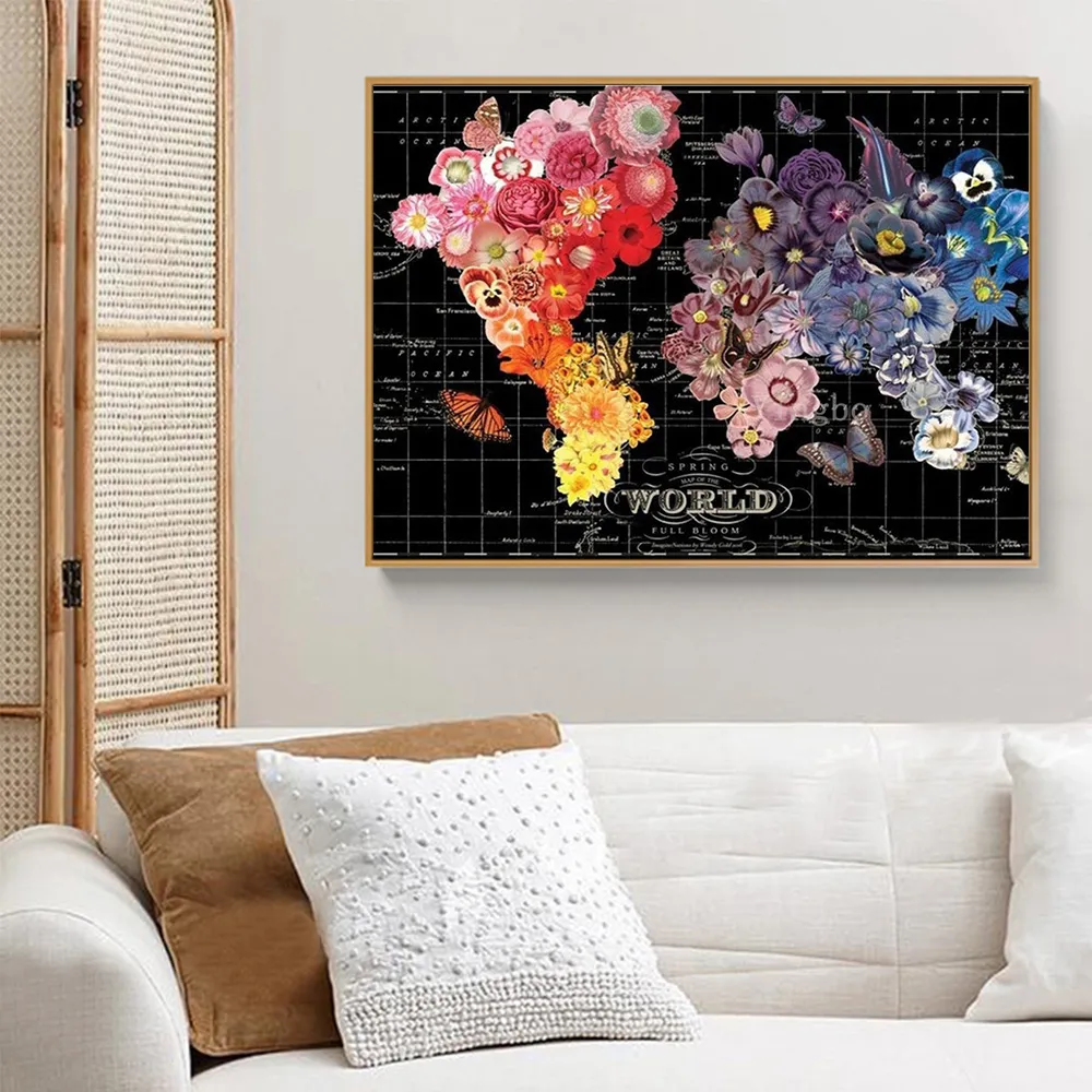 Huacan 5d diy pintura diamante flores broca cheia diamante arte bordado mapa do mundo mosaico decoração para casa artesanal gift3626641