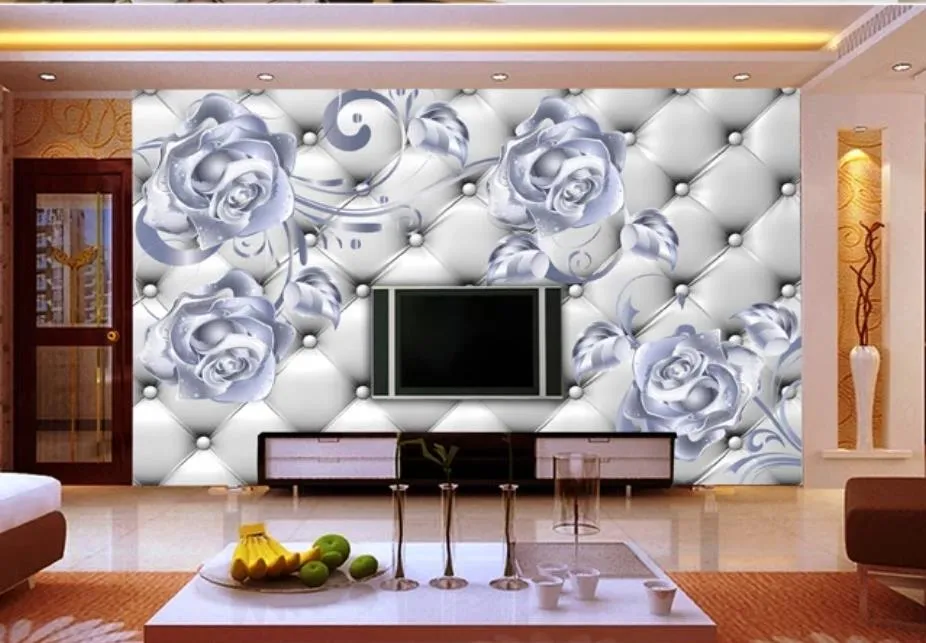 Серебряный цветок мягкая упаковка 3D фон настенная роспись 3d обои 3d обои для телевизора backdrop262Z
