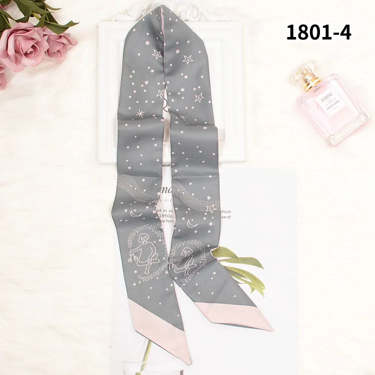 Xia 12 Constellation Double-sided Printing Small Silk Scarf Imitation Silk Twill Tie Bag Handle Ribbon Scarf Female