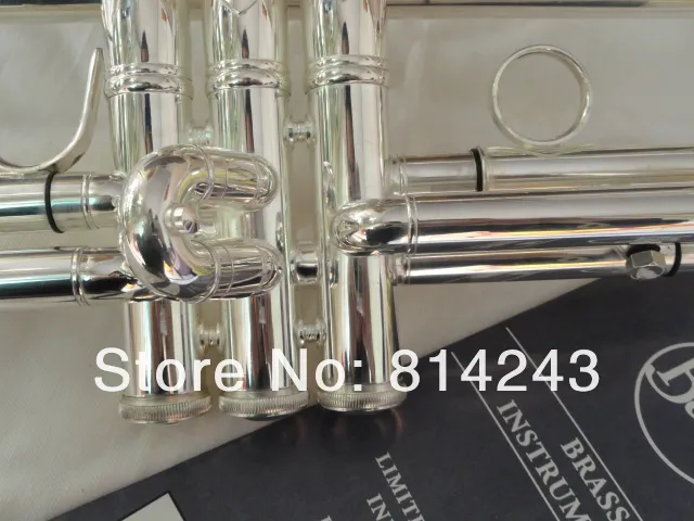 Bach LT180S37 Brand Quality Bb Trumpet Brass Silver Plated Musical Instruments Professional Pearl Buttons Bb Trumpet4040401