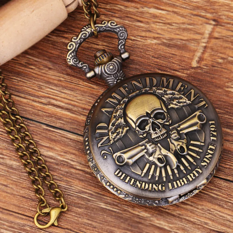 The Nightmare Before Christmas Pocket Watch Jack Skellington Skull Skeleton Retro Pendant Chain Necklace Watches Antique Watch2302