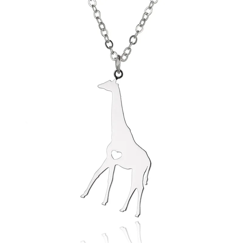 Stainless steel golden giraffe pendant necklace animal necklace silver men and women jewelry Valentine's Day gift311u