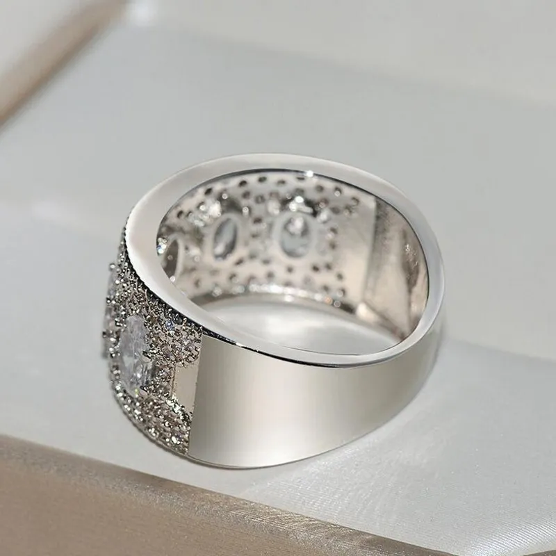 Damesmode-sieraden 925 Sterling Zilver Ovaal Geslepen Roze Topaas CZ Diamant Eternity Vrouwen Bruiloft Verlovingsband Ring Voor Lo225M