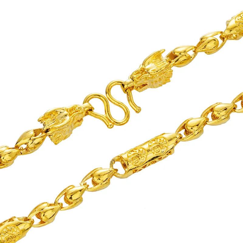 Collier solide Hip Hop perles chaîne en or jaune 18 carats rempli de mode hommes chaîne lien Style Rock bijoux polis 253J