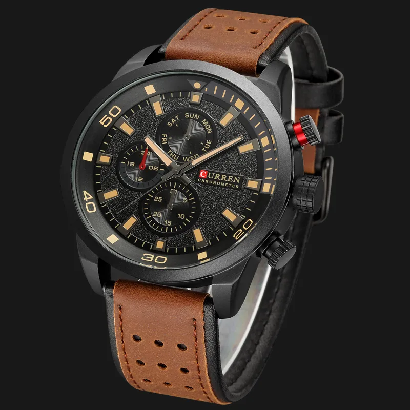 Часы CURREN, новые роскошные модные аналоговые военные спортивные часы, высококачественный кожаный ремешок, кварцевые наручные часы Montre Homme Relojes288G