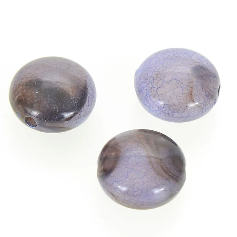 50 st 10x17mm platt rund lös pärla sprickor akrylpärlor knäckt turkosa pärla för diy smycken tillverkning accessoarer210v