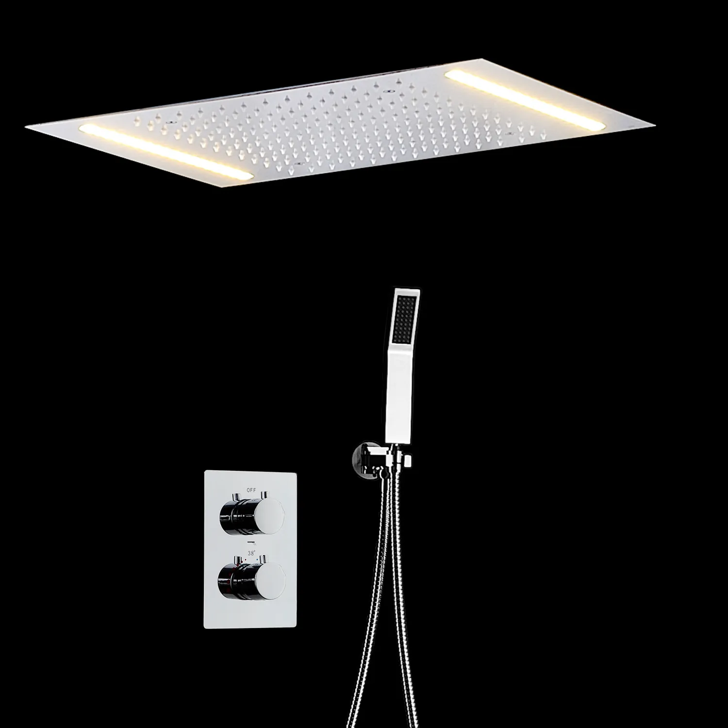 LED lumières multifonctions salle de bain ensemble de douche accessoires robinet panneau robinet et mélangeur d'eau froide LED tête de plafond pluie Wa214O