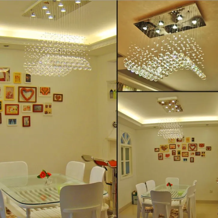 K9 Kristallen Kroonluchters LED Verchroomd Licht Wave Art Decor Moderne Suspension Verlichting el Villa Hanglamp LLFA302M
