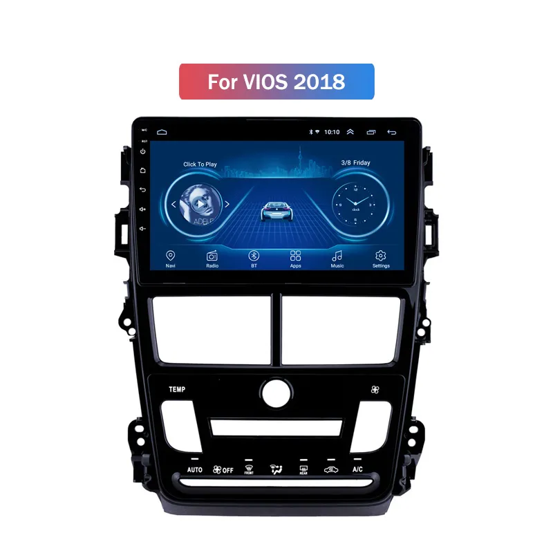 Android Multimedia Video Stéreo Car DVD Player para Toyota VIOS-2018 GPS de navegação com WiFi Bluetooth Radio Mirror Link