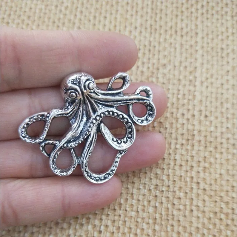 Mode Antique argent Deluxe Octopus Charm Collection Collier pendentif 18mmx33mm pour Bracelets Boucle D'oreille DIY Charm lot233K