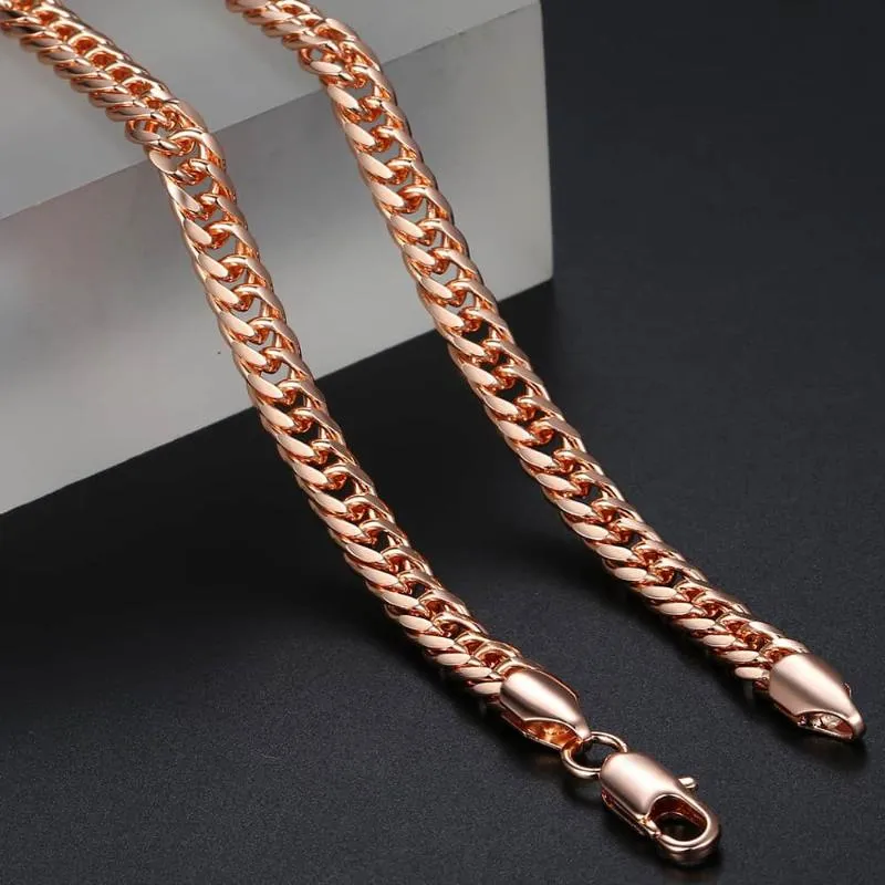 585 Rose Gold Naszyjnik Curb Cuban Link Naszyjnik dla kobiet dziewcząt moda moda