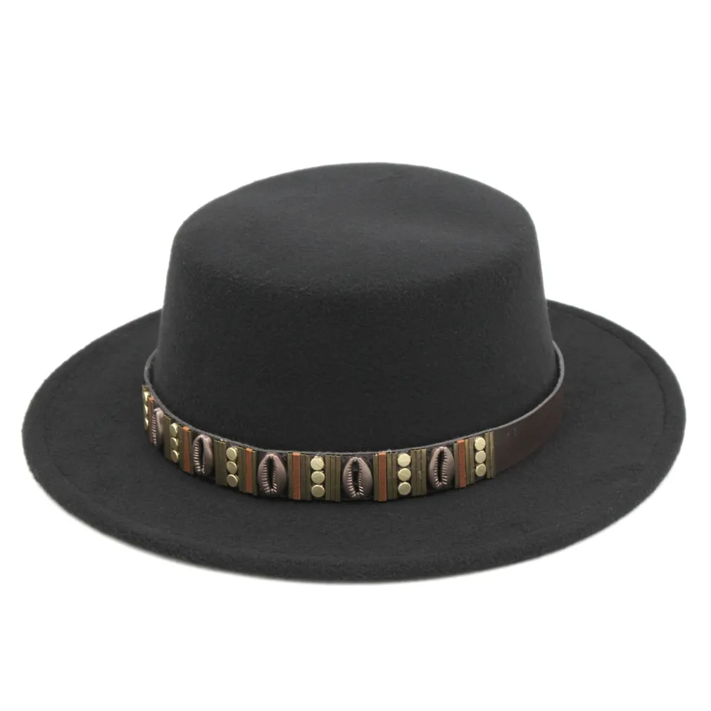 Kvinnor Män Pork Pie Hat Boater Flat Top Cap Sailor Bowler Derby Hat Ull Blendsize 56-58cm Vår Sommarfest Utomhus Beach Street