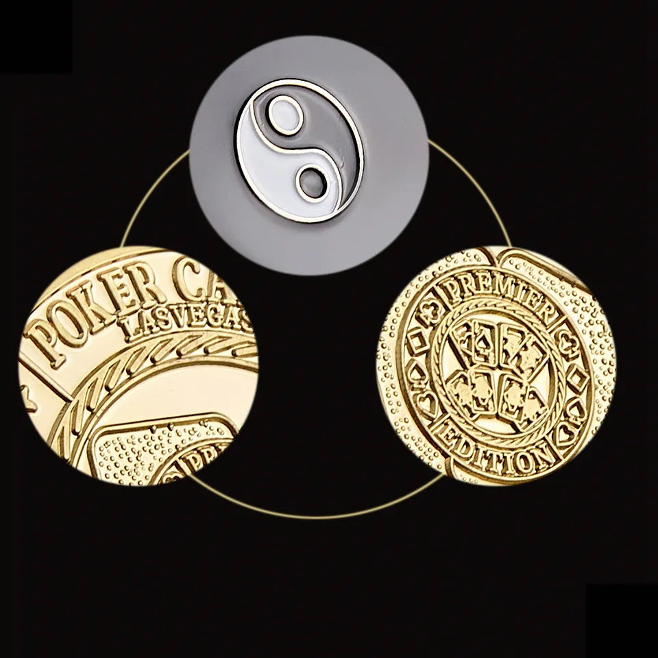 Coins commémoratifs Metal Craft Tai Chi Gossip Carte Guard Protector Poker Chipsr Game Accessories4370252