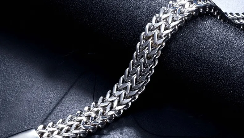 Bracciale da uomo con chiusura magnetica a treccia in acciaio inossidabile a doppia fila anteriore e posteriore, gioielli in acciaio al titanio278k