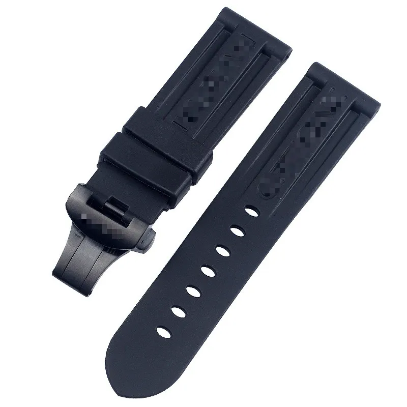 Accessoires de montre à la mode pour Panerai, bracelet en caoutchouc premium, boucle ardillon, boucle papillon 22 24mm344G