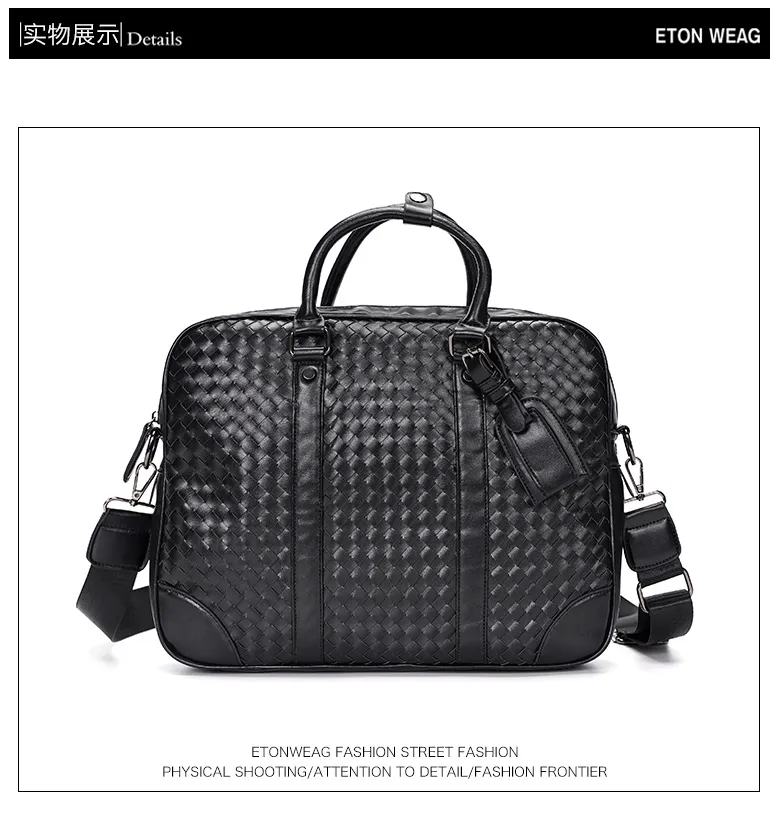 Carenti di design del marchio a maglia a mano Nuove borse di business di alta qualità uomini uomini borse laptop business in pelle autentica 248c 248c