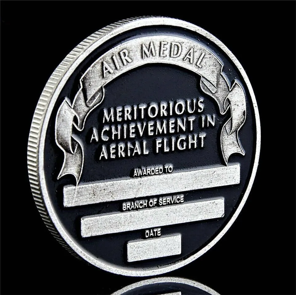 USA Military Air Meda Coin Craft Meritorious Achievement In Aerial Flight Token Silver Plated Challenge Badge5295261