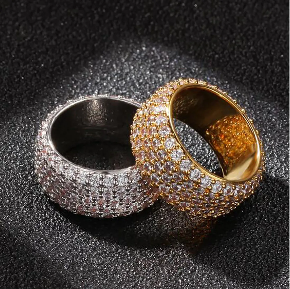 Män kvinnor bling ring cz 360 evighet hiphop ring 18k guld pläterad kubik zirkoniummikro pave diamantring whos284t