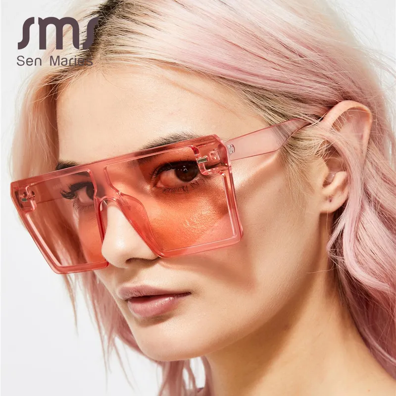 Occhiali da sole quadrati di grandi dimensioni donne in moda top piatto colorato color lenti lens occhiali vintage maschi gafas occhiali307l