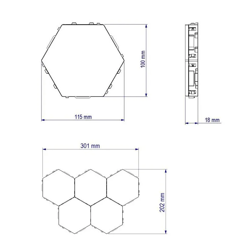 タッチ敏感な壁ランプ六角形の量子モジュラーLEDナイトライトヘキサゴンのクリエイティブデコレーション3121