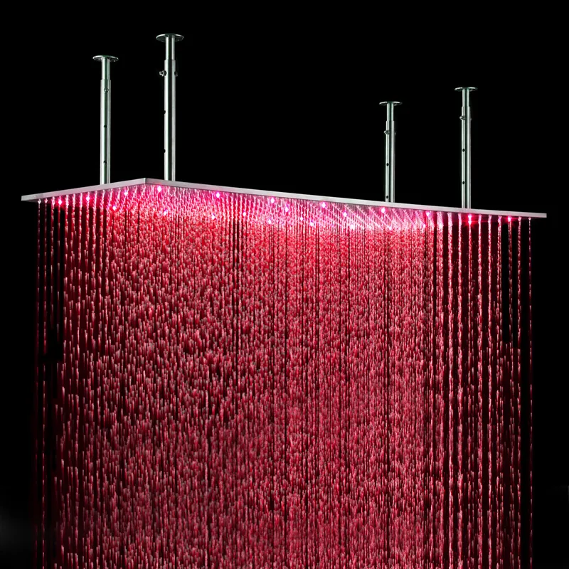 Salle de bain LED ensemble de douche 500x1000MM plafond grand panneau de pomme de douche de pluie robinets de douche thermostatiques avec Massage corps Jets251E