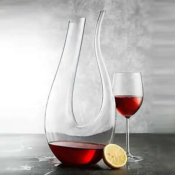 Decanter vino domestico Caraffa sfiato vino in vetro cristallo Caraffa aeratore vino soffiato a mano al 100% Accessori aeratore vino con base larga276N