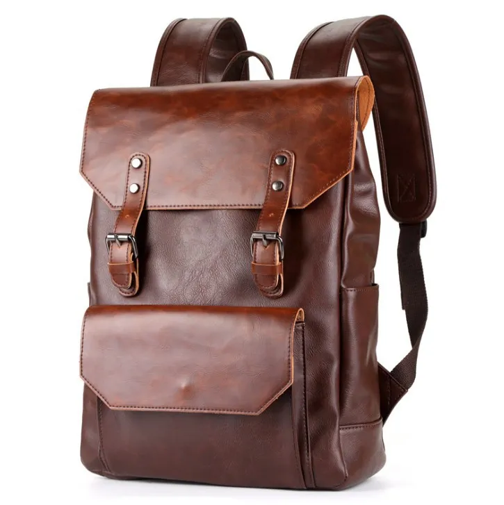 Vintage Faux Leather Backpack Schoolbag Rucksack College Bookbag Laptop Computer Casual Daypack Travel Bag Satchel Bags for Me276h