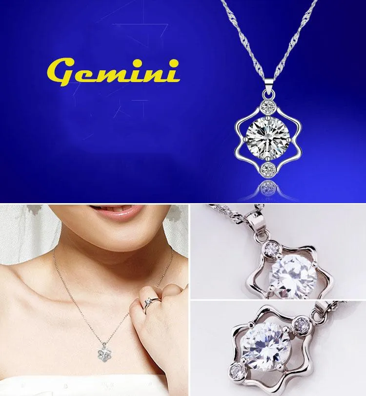 Twelve Constellation Silver Color Lovers Necklace 12 Zodiac Items Pendant Simple Clavicle Chain Pendant Without Chain