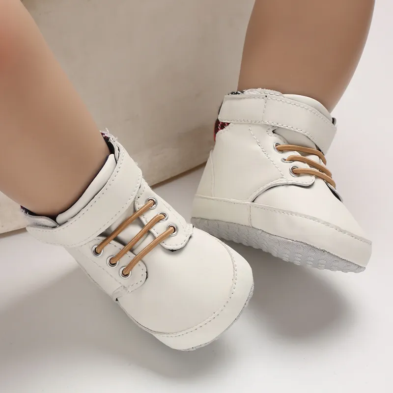 Wholesale Fashion High Top Sneakers Baby Boys Girls Shoes Canvas Newborn Infant Toddler Soft Sole No-slip Prewalkers