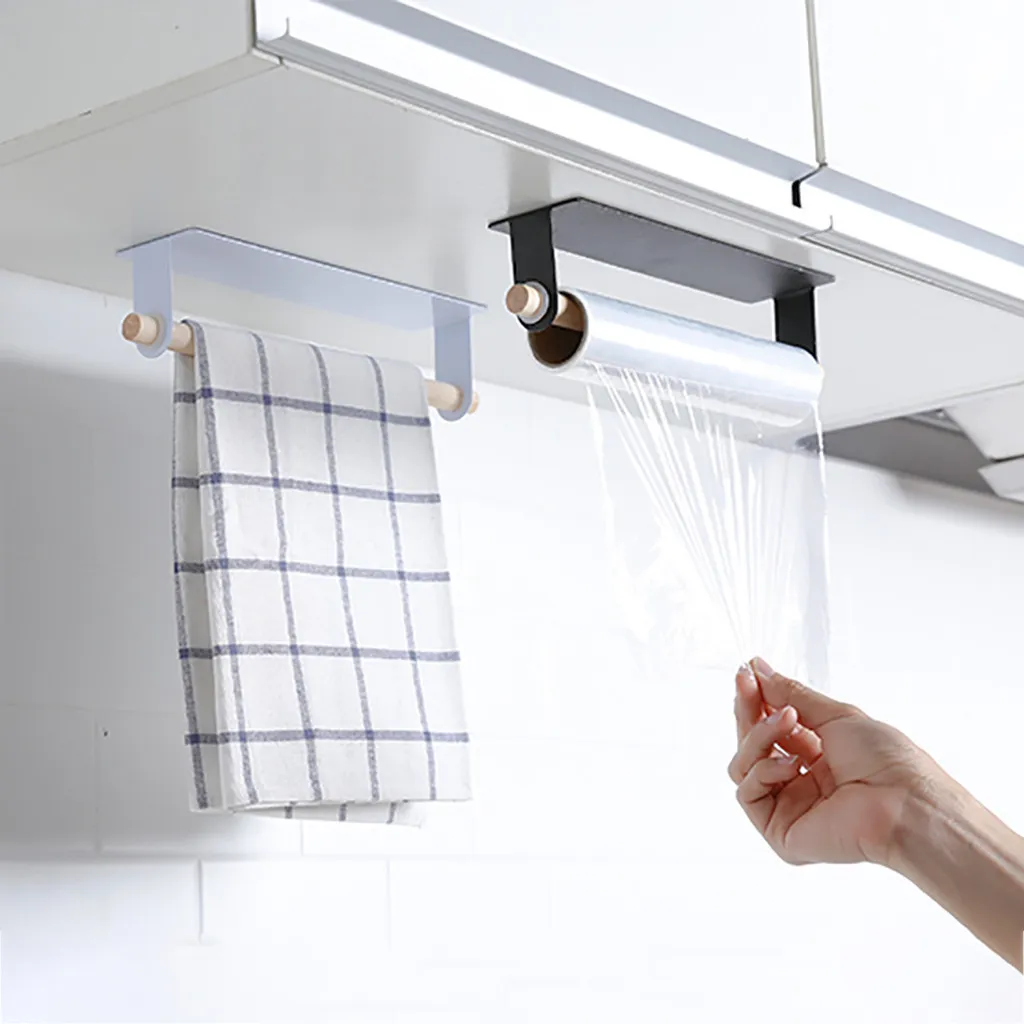Suporte de toalha de papel adesivo suporte de armazenamento montagem na parede ferro arte cozinha banheiro armário de tecido prateleira armazenamento doméstico 220L